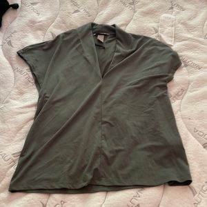 Olive Green V Neck Blouse